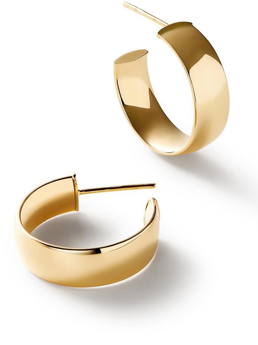10 Kt Gold Wide Hoop Earrings  Women Jewelry